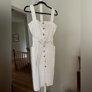 White Denim Button up Midi Dress